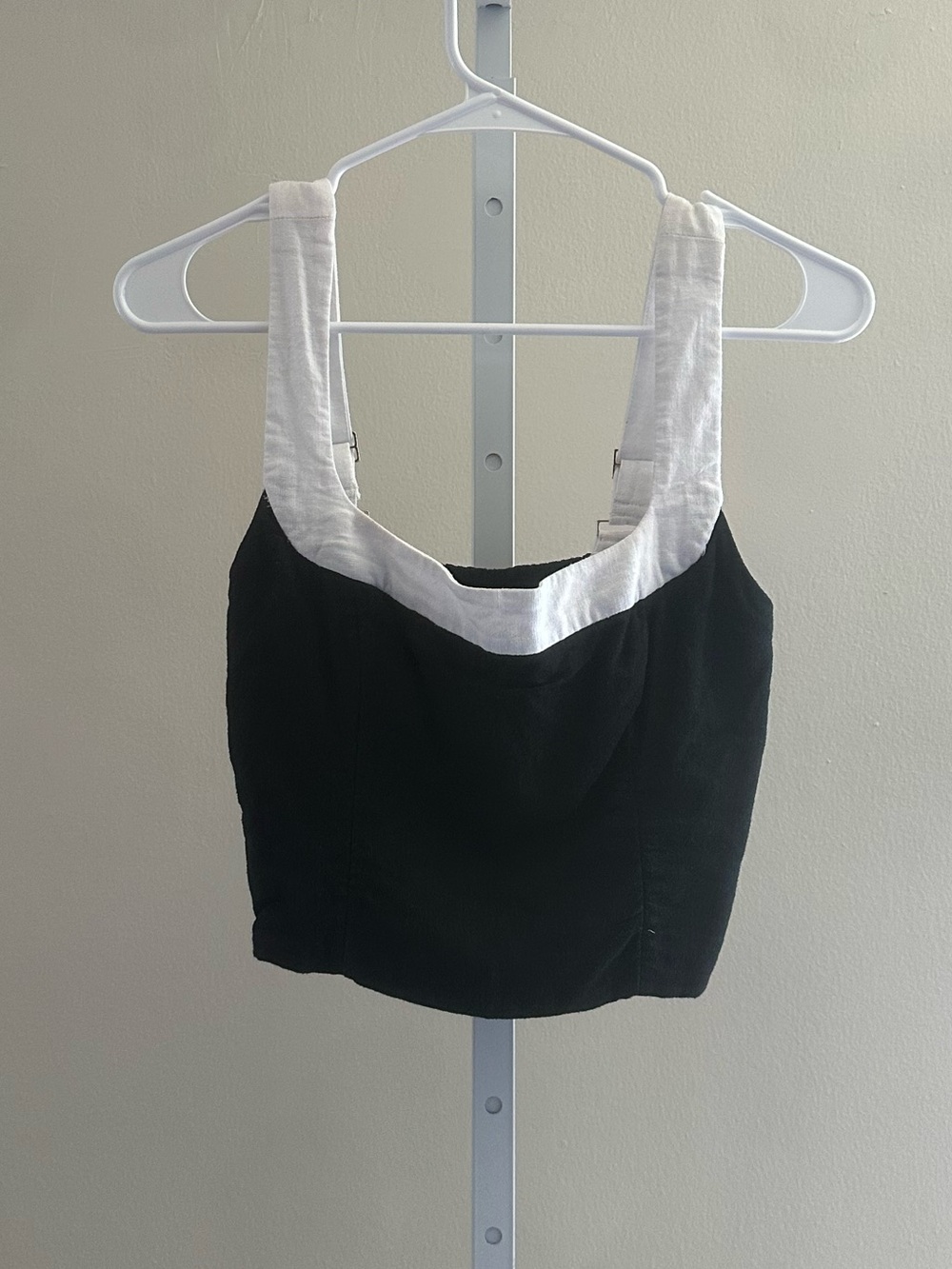Abercrombie & Fitch Black Linen Blend Tank with White Trim